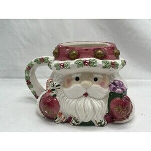 Holiday Christmas Santa Claus Mug Decoration Ceramic Great Condition RARE